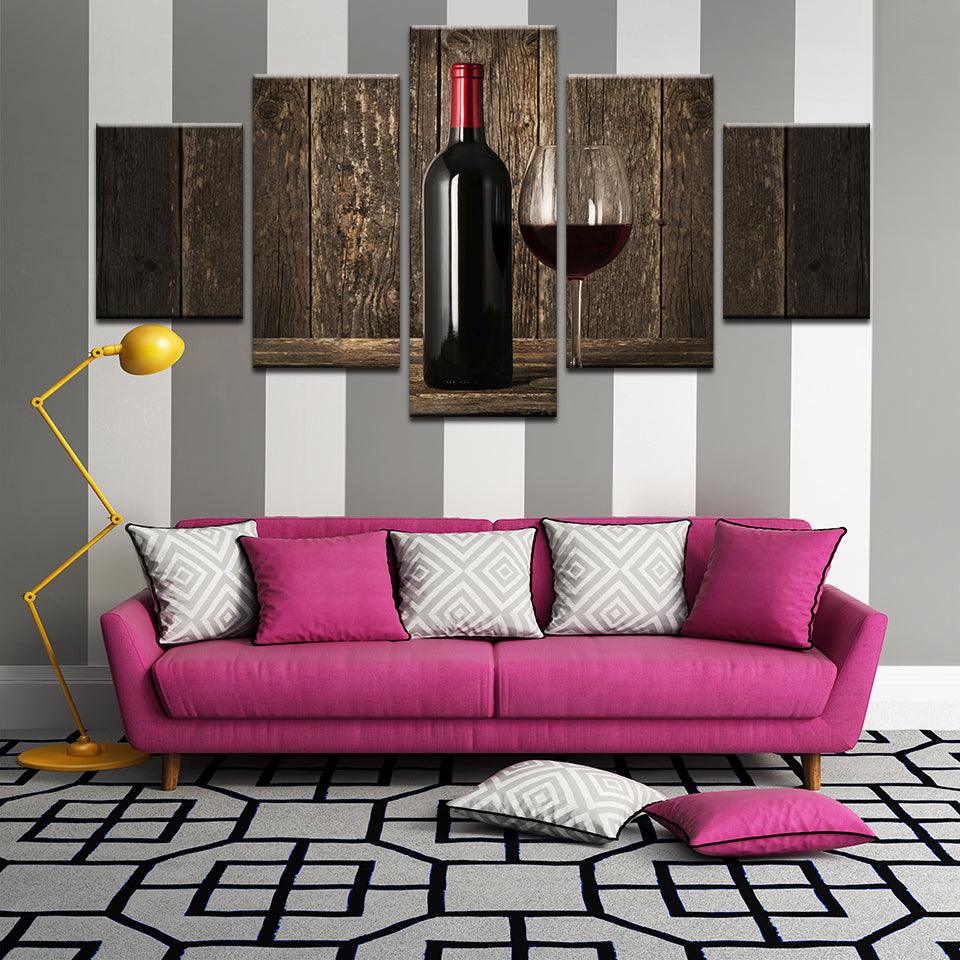 Red Wine 5 Panel Canvas Print Wall Art - GotItHere.com