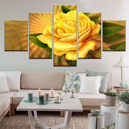 Yellow Rose 5 Panel Canvas Print Wall Art - GotItHere.com